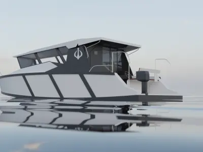 Realistic Low Poly  Small Yacht Cabin Cruiser Boat  Game Ready Low-poly 3D model