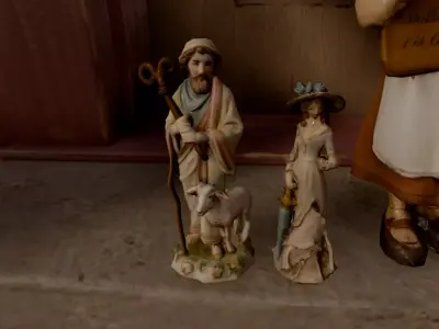 Antique Porcelain and Brass Figurines - PBR Low-poly 3D model