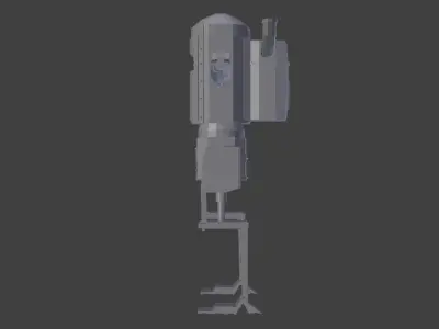 Bipedal Steampunk Mech Mesh and Rig Low-poly 3D model