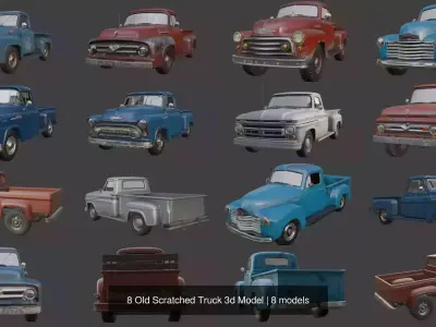 8 Old Scratched Truck 3d Model 3D Model Pack