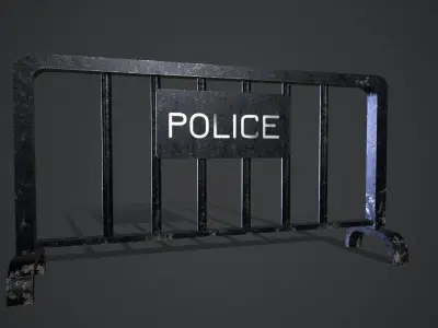 Police Barricade Low-poly 3D model
