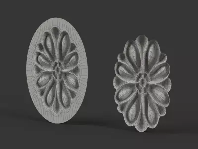 Carved Oval Floral Rosette for Classic Furniture 3D model