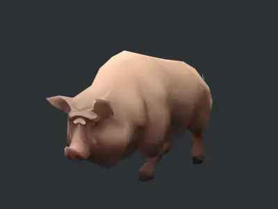 animated pig swine Low-poly 3D model