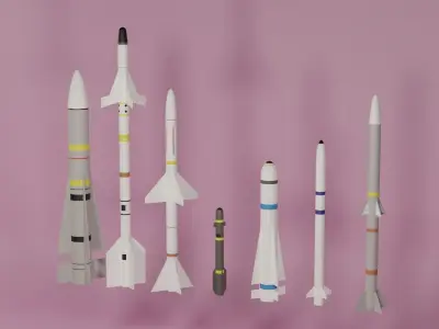 Aircraft Missiles Collection Low-poly 3D model