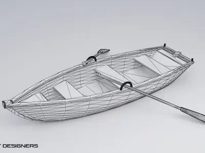 Wooden Boat Low Poly PBR 3D Model Low-poly 3D model
