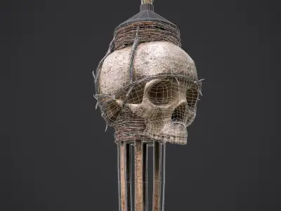 Skull Torch Low-poly 3D model