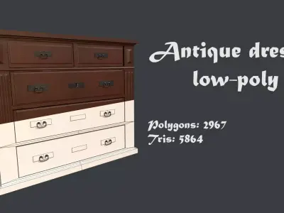 Antique dresser low-poly Low-poly 3D model