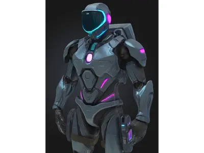 Futuristic Sci Fi Combat Robot Low-poly 3D model