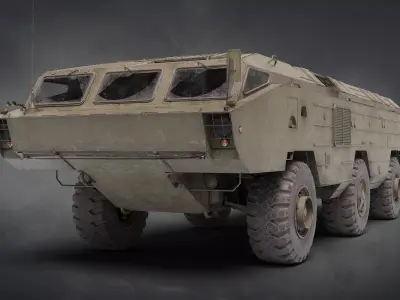 9K79 Tochka U Soviet tactical missile complex Lowpoly Game-ready Low-poly 3D model