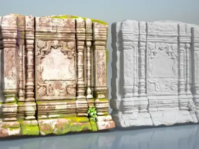 High poly Ruin Temple Walls - 240625 3D model
