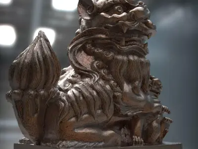 Collection of Stone Lion Statues Bronze Statues 3D print model