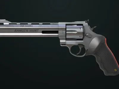 Revolver 04 Silver Model Taurus Raging All PBR Unity UE Textures Low-poly 3D model