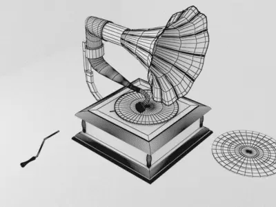 Gramophone Low-poly 3D model 5