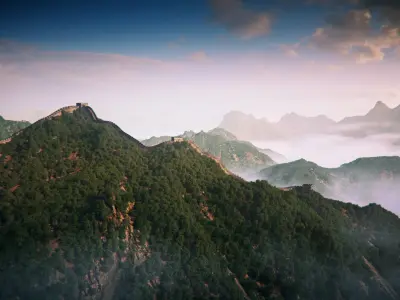  Great Wall 3D camera animation scene 