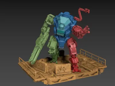 Big Particle Robot Static Pose Set 100mm approx height 3D print model