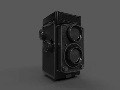 Twin Lens Reflex TLR Antique Film Camera Low-poly 3D model