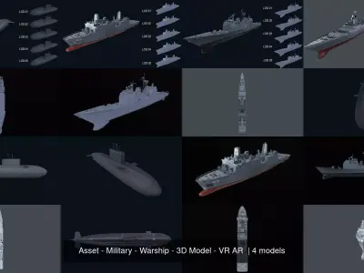 Asset - Military - Warship - 3D Model - VR AR  3D Model Pack