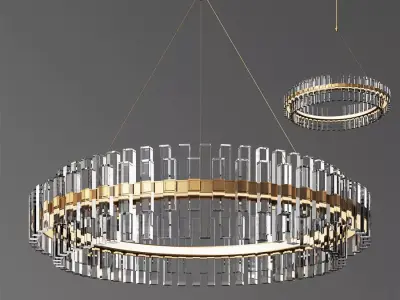 Phoebe 48 Round LED Crystal Chandelier Antique Brass 3D model