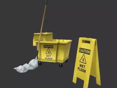Mop Bucket Game Ready Low-poly 3D model