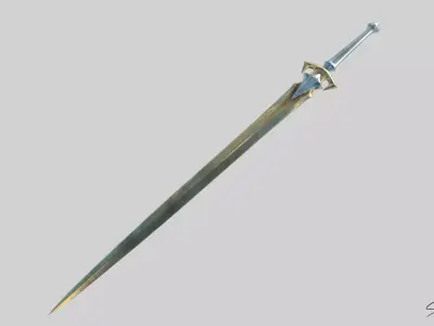  Lowpoly Sword 3D Model No Reference Unique Low-poly 3D model