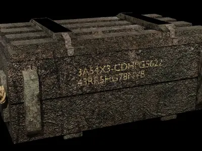 Wooden Ammo Crate Low-poly 3D model