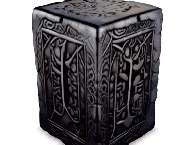 Ancient Rune Stone Cube Game Asset Low-poly 3D model