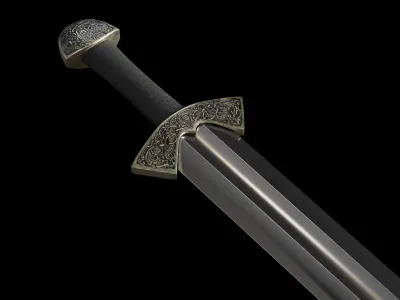5 Medieval Swords model and surface Free 3D model