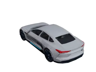 Futuristic Generic Electric Sedan Low Poly Car Partial interior  Low-poly 3D model