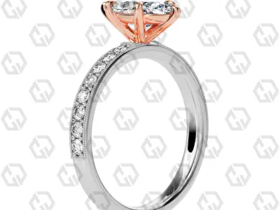 Ring 65 Marquise Shape milgrain pave set ring with Gems 3D print model