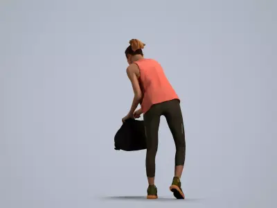 00556Meghan011 - Adult Caucasian woman crouching in summer 3D model