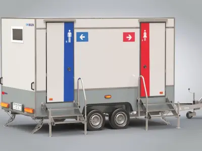 Portable WC Trailer-VIP Low-poly 3D model