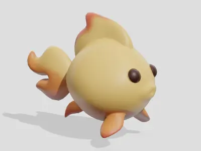 Cute goldfish  Low-poly 3D model