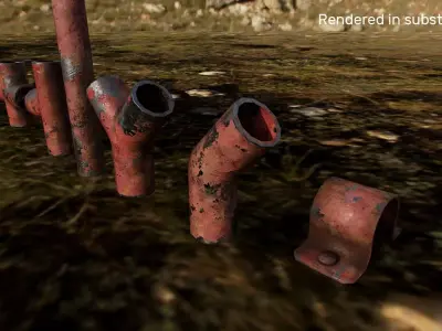 Matel Pipeline System Free low-poly 3D model
