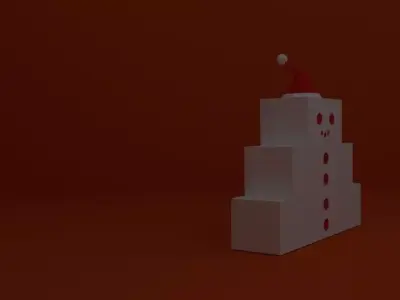 Snowman with santa hat 3D model