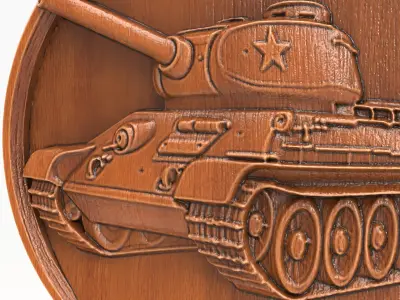 T-34 85 Tank Coin Relief WWII Soviet Medium Tank Model Medallion 3D print model