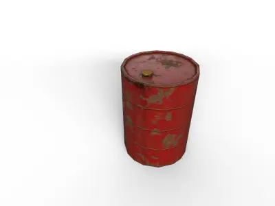 Red Postapocalyptic barrel Low-poly 3D model