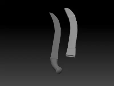 High-poly model Elf sword and scabbard 3D model