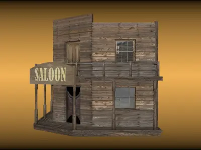 Old saloon  Low-poly 3D model