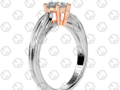 Ring 224 Heart shape split shank solitaire ring with Gems 3D print model