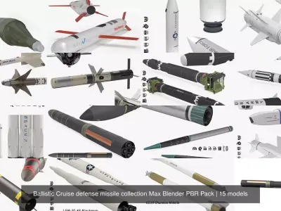 Ballistic Cruise defense missile collection Max Blender PBR Pack