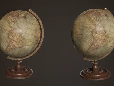 Antique Globe Low-poly 3D model
