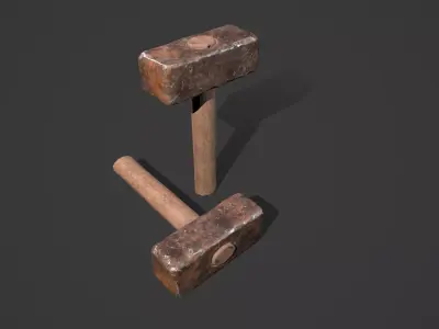 Blacksmith Iron Hammer Game Prop - Medieval Asset Low-poly 3D model