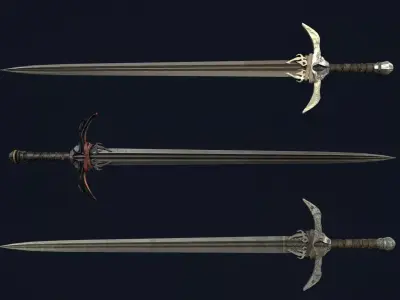 Spiked Longsword Low-poly 3D model