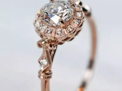 vintage ring for one carat stone 3D print model