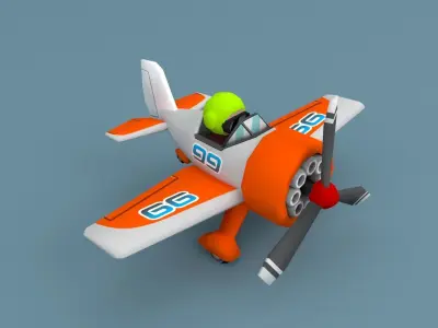 Aircraft Cartoon Low-Poly Low-poly 3D model