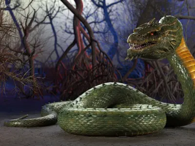 Serpentine Dragon Creature 3D model