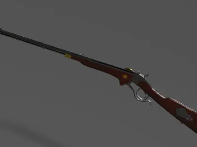 Rifle PBR tetxured Low-poly 3D model