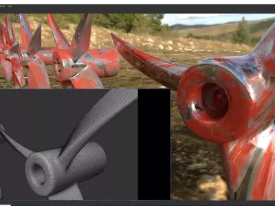 Boat paddle Watercraft propeller  stains pbr 5Pack 3D model