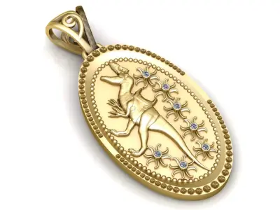 Royal Dino Emblem Pendant 3D print model