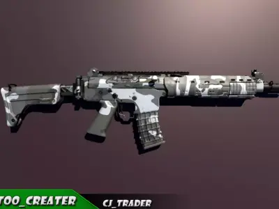 KA5C Low Poly Assault Riffle 3d Model  Low-poly 3D model